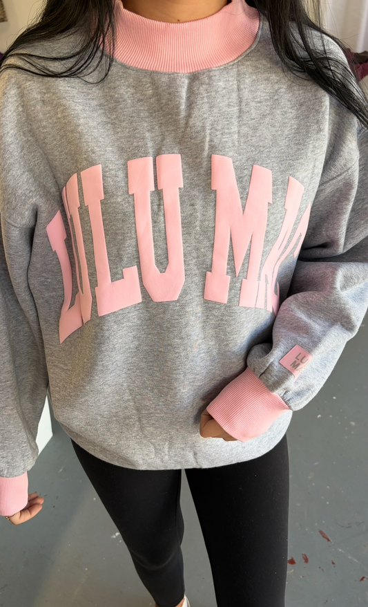 Lulu Mac Pink and Gray Mock Neck