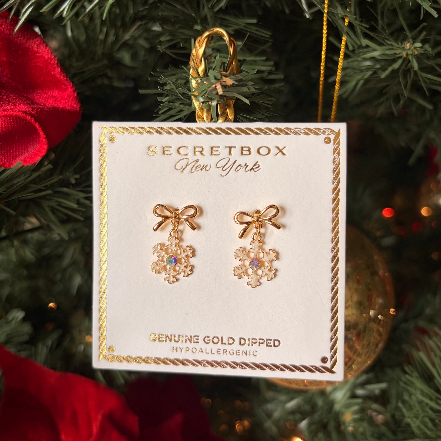 snowflake bow earrings