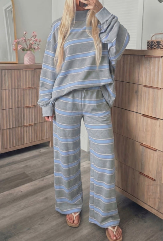 Striped Mock Neck Set