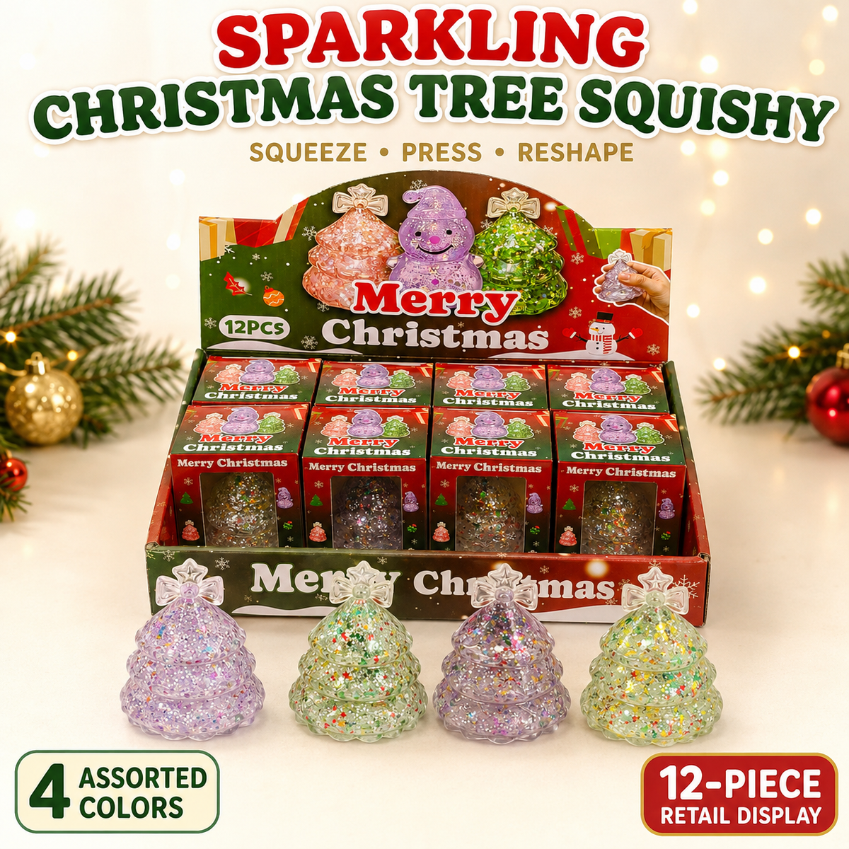 Glitter Christmas Tree Maltose Stress Relief Squishy Toy
